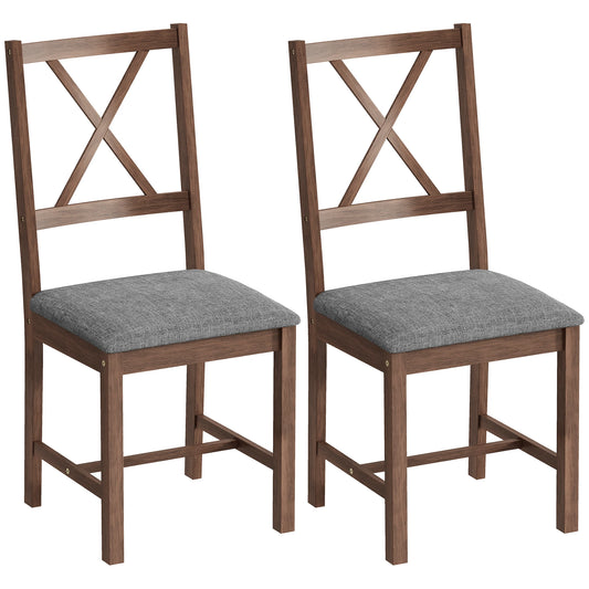 Homcom Set Of 2 Wooden Dining Chairs Mid Century Modern