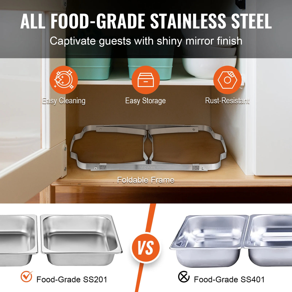 SucceBuy Chafing Dish Catering Warmer With Pan And Foldable Stand