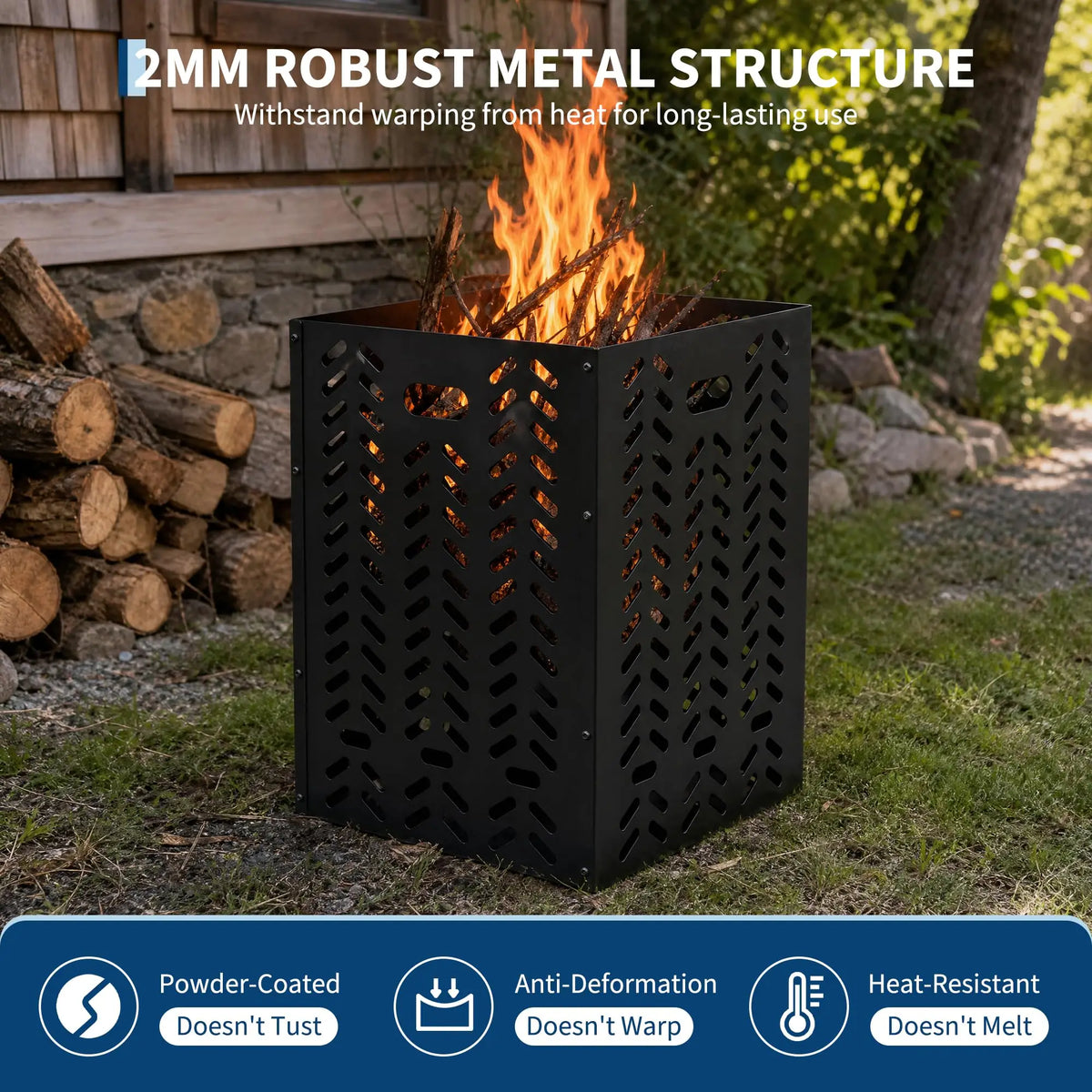 HiMISS Outdoor Steel Burn Barrel Fire Pit Cage With Airflow