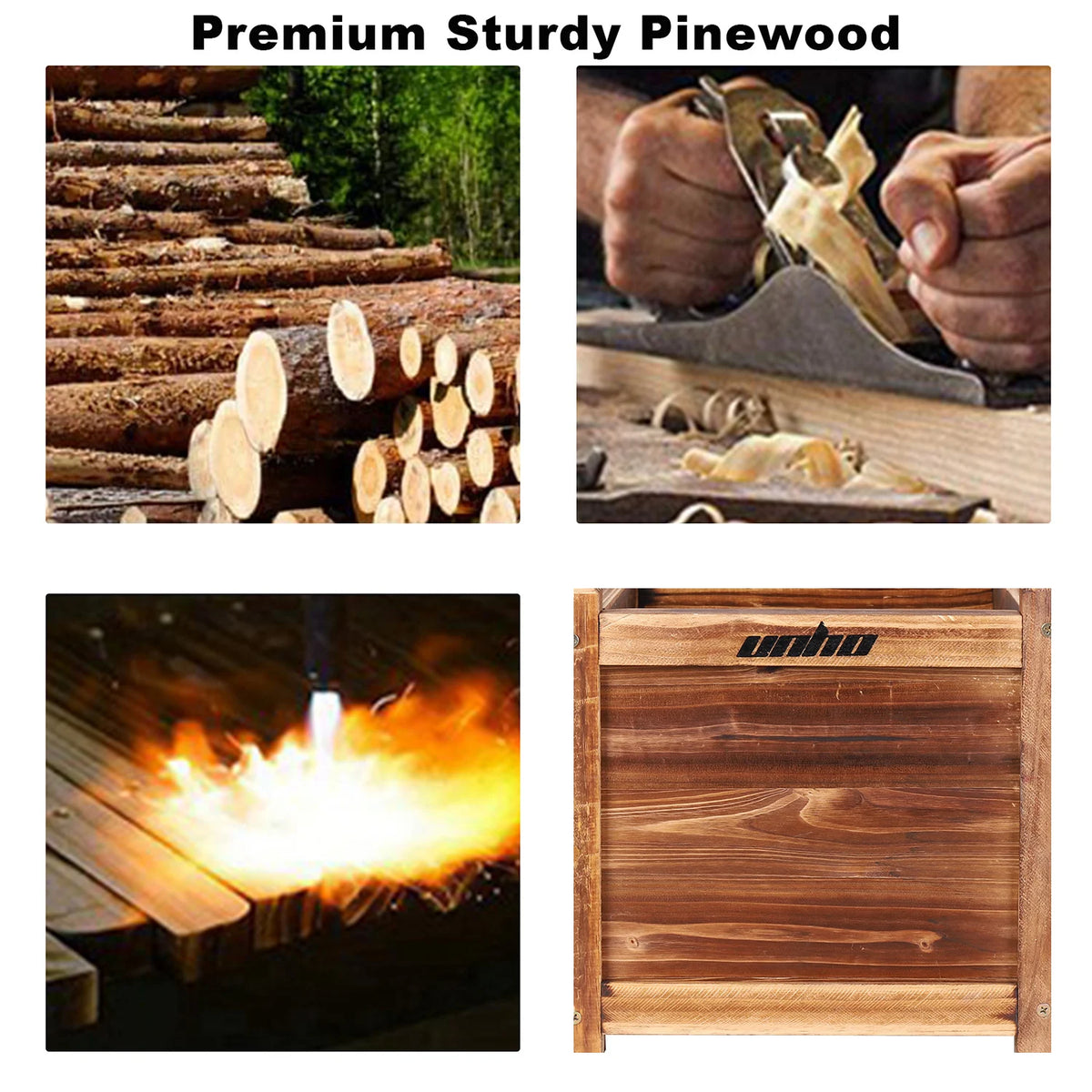 Pine Wood Raised Garden Planter Box For Indoor Outdoor Plants