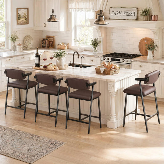 HiMiss Set Of 4 Counter Height Bar Stools With Arms