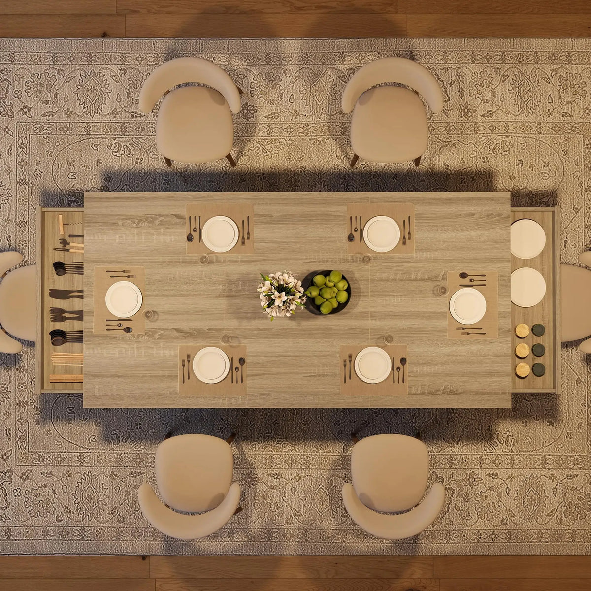 Hobbylane Dining Table With Storage Drawers Wood Kitchen Table