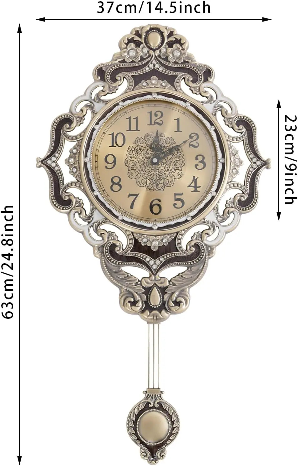 Classic Retro Wall Clock Featuring A Swinging Metal Pendulum