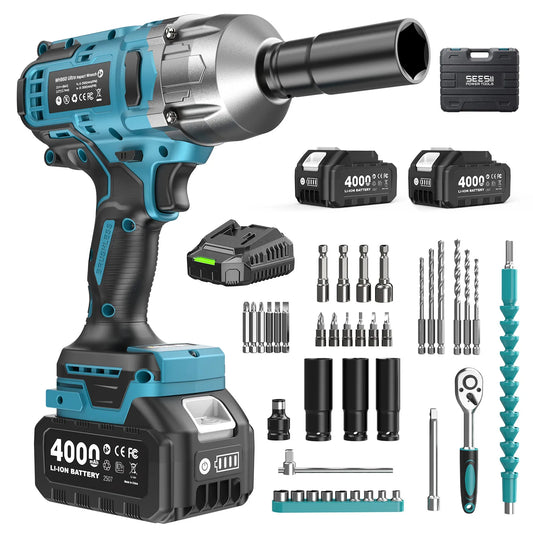 Seesii Brushless Cordless Power Drill And Impact Wrench Kit
