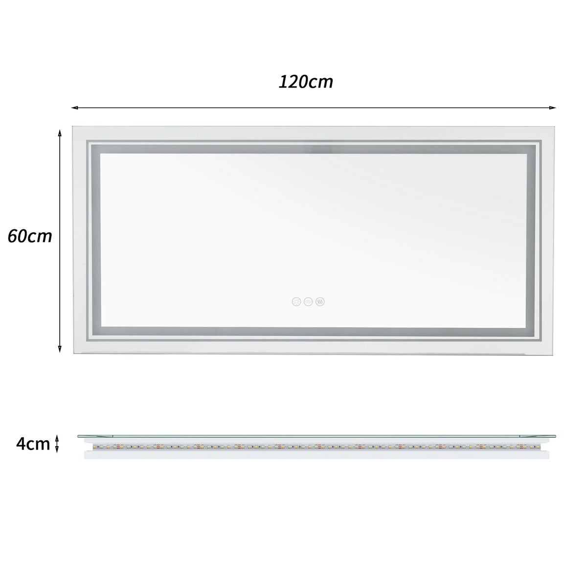 Illuminated LED Bathroom Mirror Featuring Touch Controlled Antifog Lighting