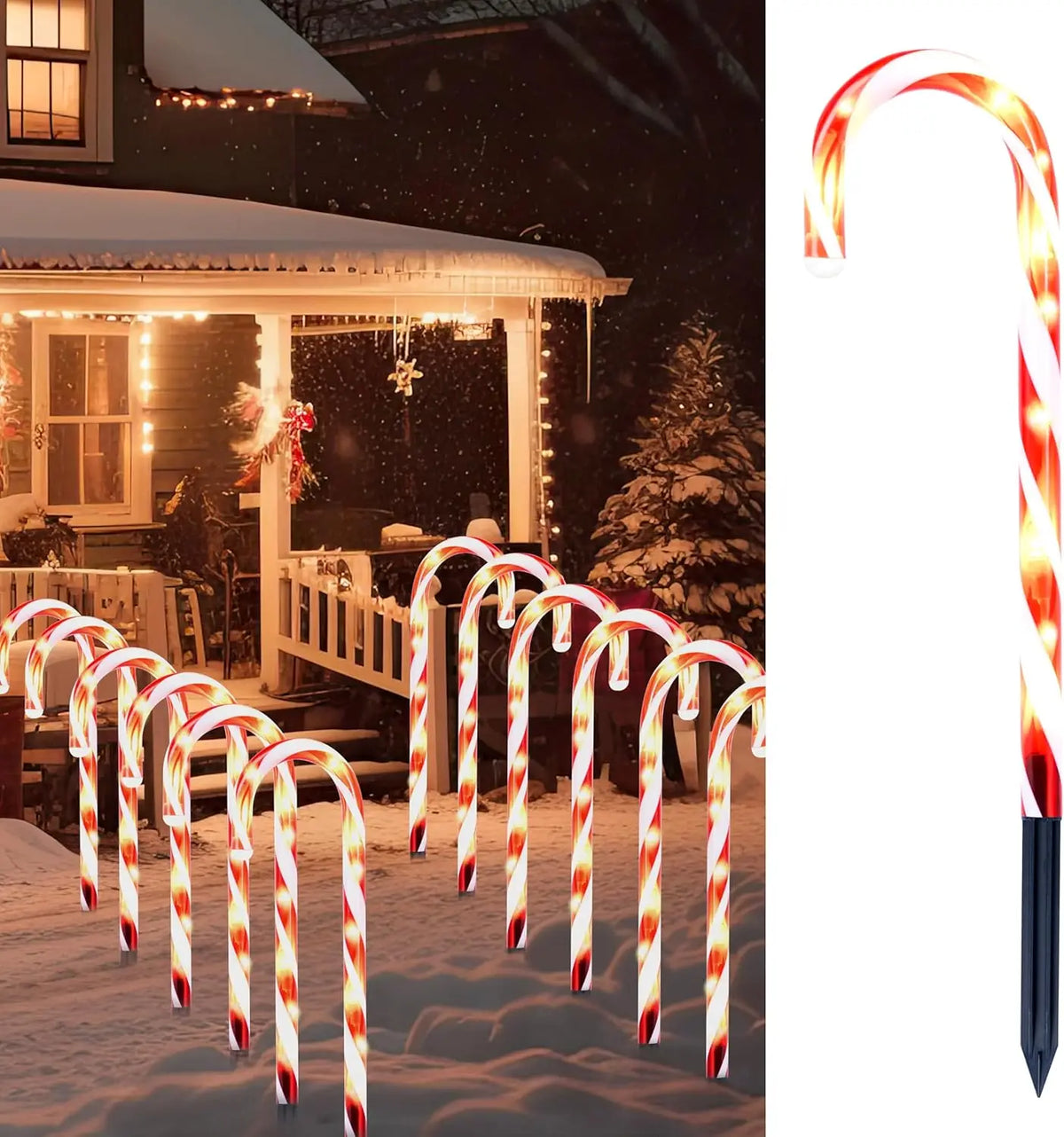 Joyfy Christmas Candy Cane Pathway Marker Lights Set of 12