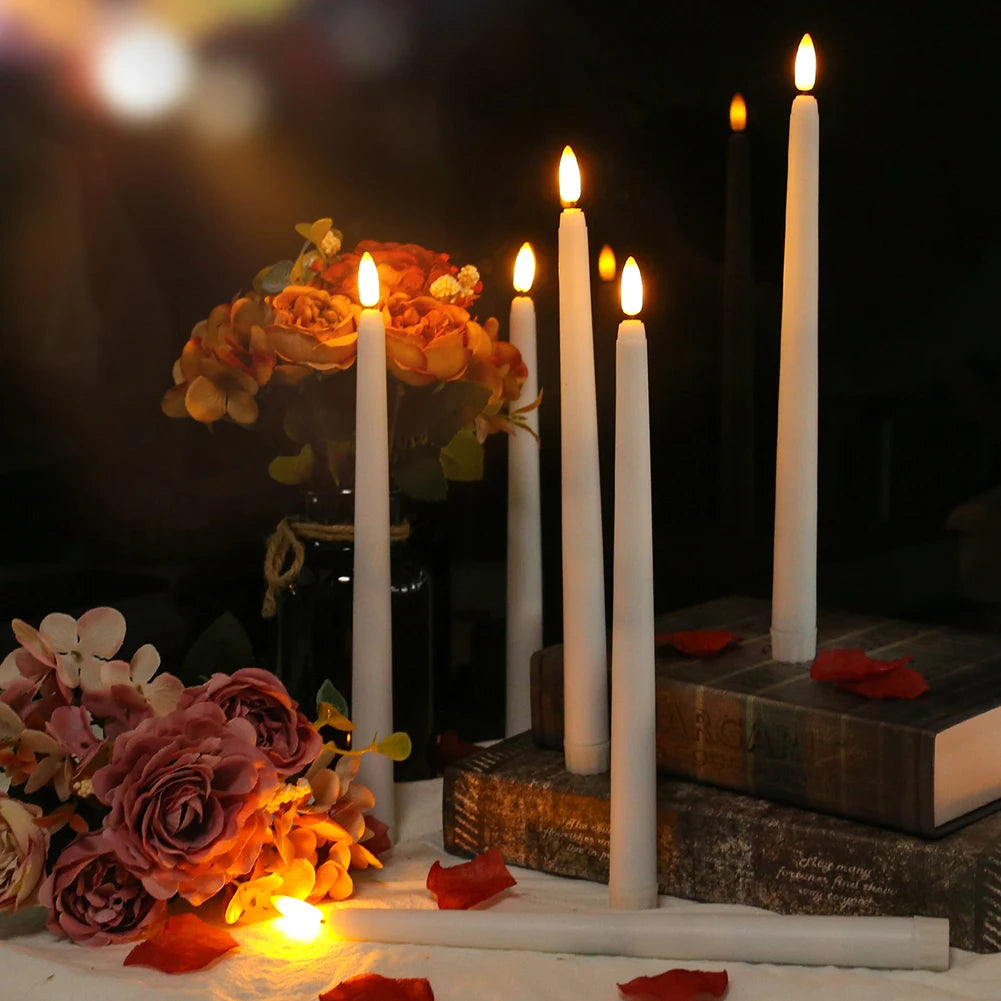 Flameless LED Taper Candles With Remote Control Flickering Flame