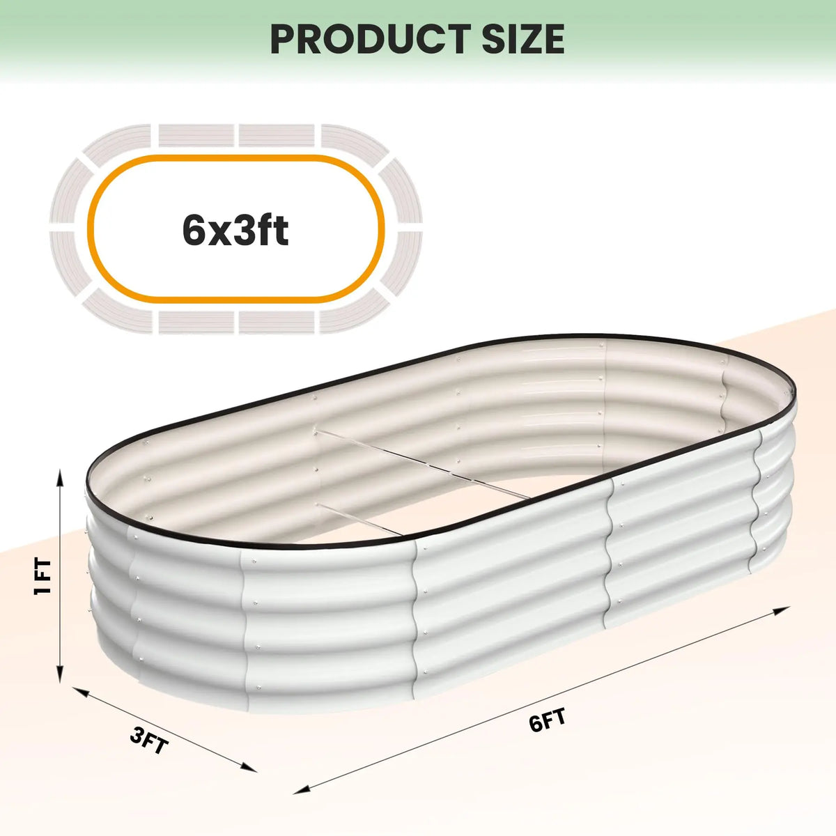 HiMISS Galvanized Steel Oval Raised Garden Planter Box For Plants