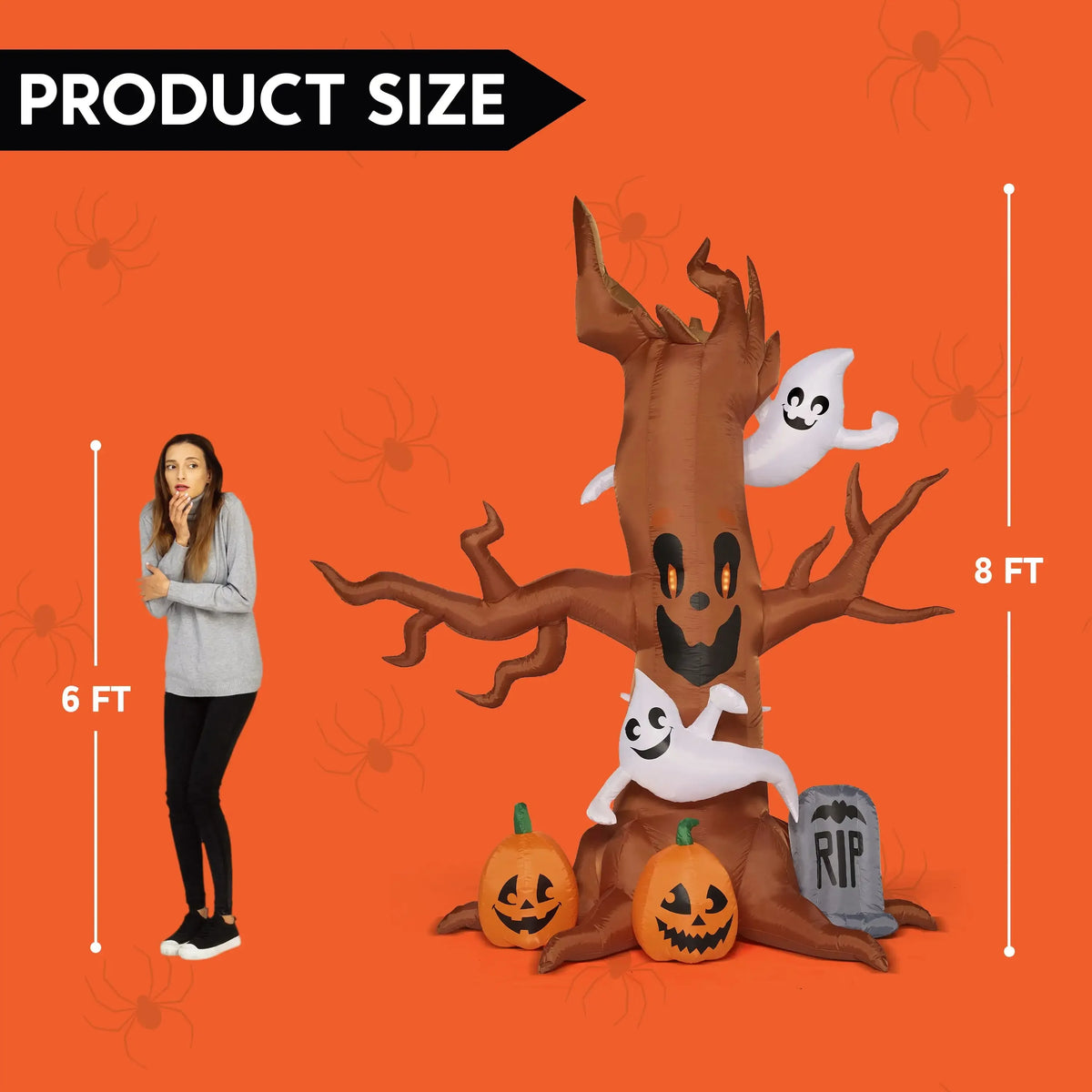 Joyfy Halloween Inflatable Scary Tree With Ghost And LED Lights