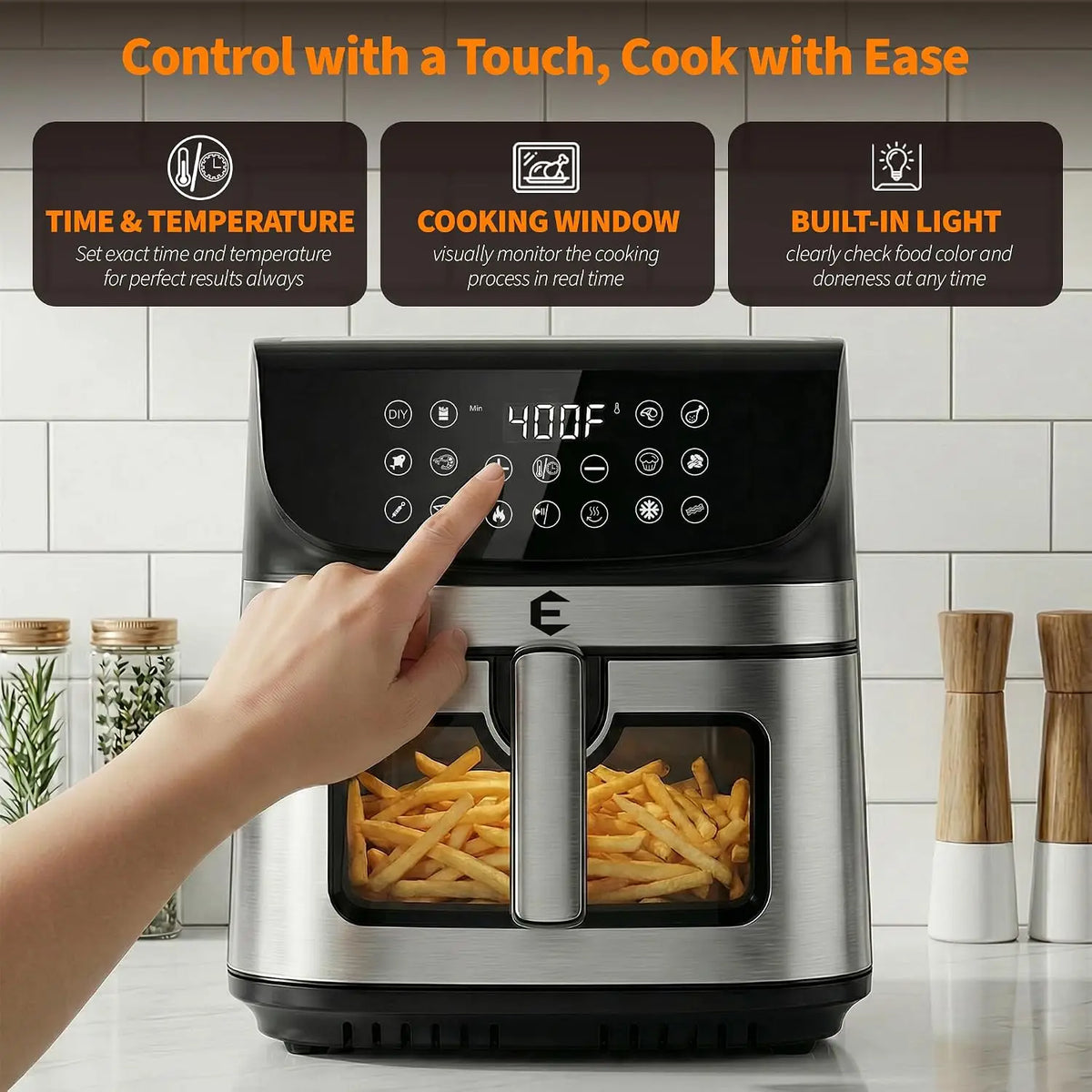 Digital Air Fryer Toaster Oven Combo With Touchscreen Controls