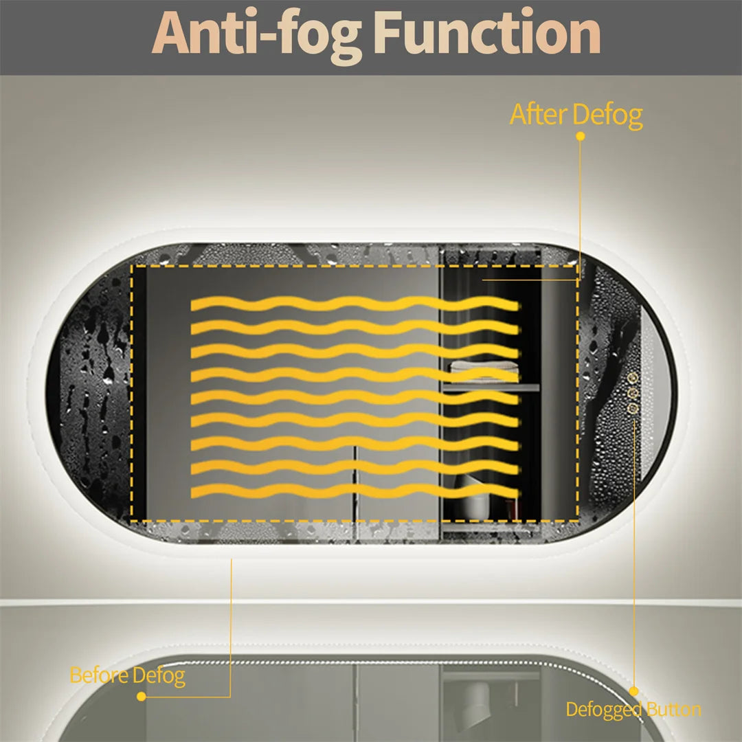 Luvodi Backlit LED Bathroom Mirror Touch Sensor Dimmable Defog