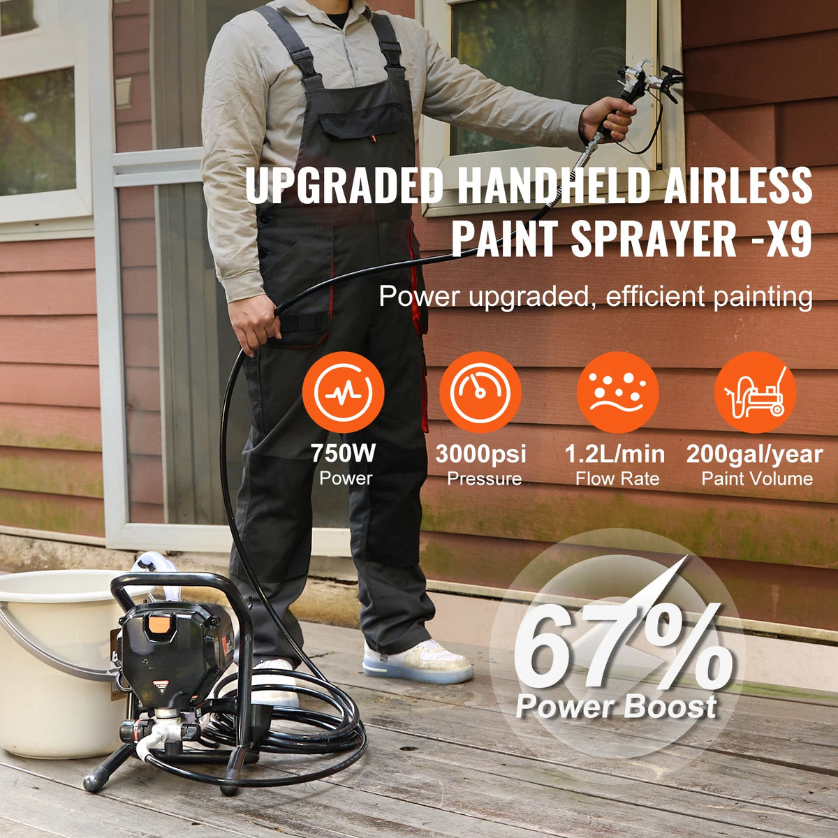 SucceBuy 750W Electric Airless Paint Sprayer For Home Interiors