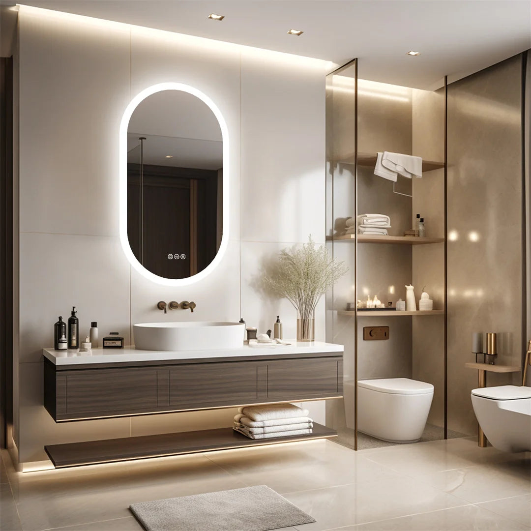 Luvodi Backlit LED Bathroom Mirror Touch Sensor Dimmable Defog