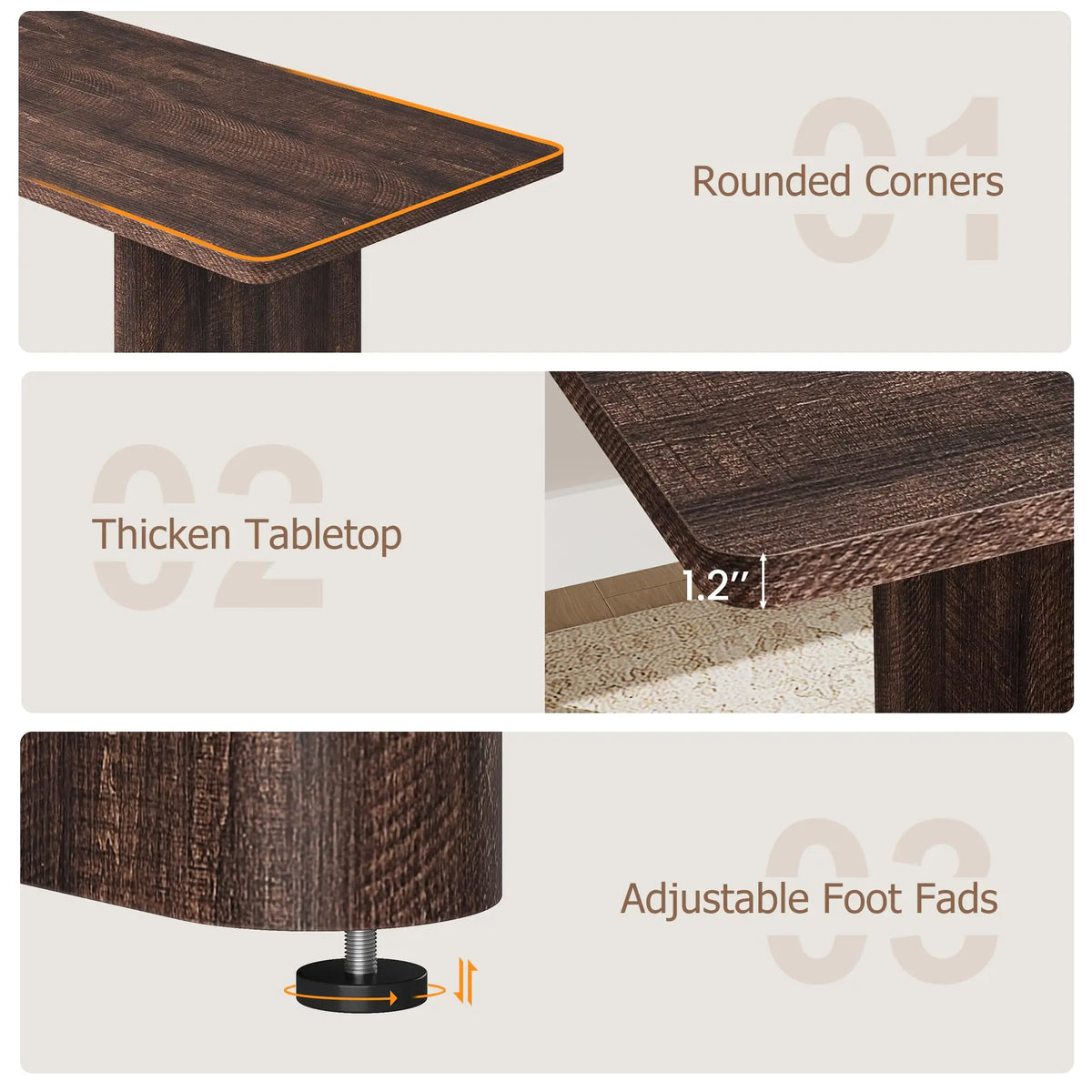 HiMISS Farmhouse Extendable Dining Table With Solid Wooden Base Design