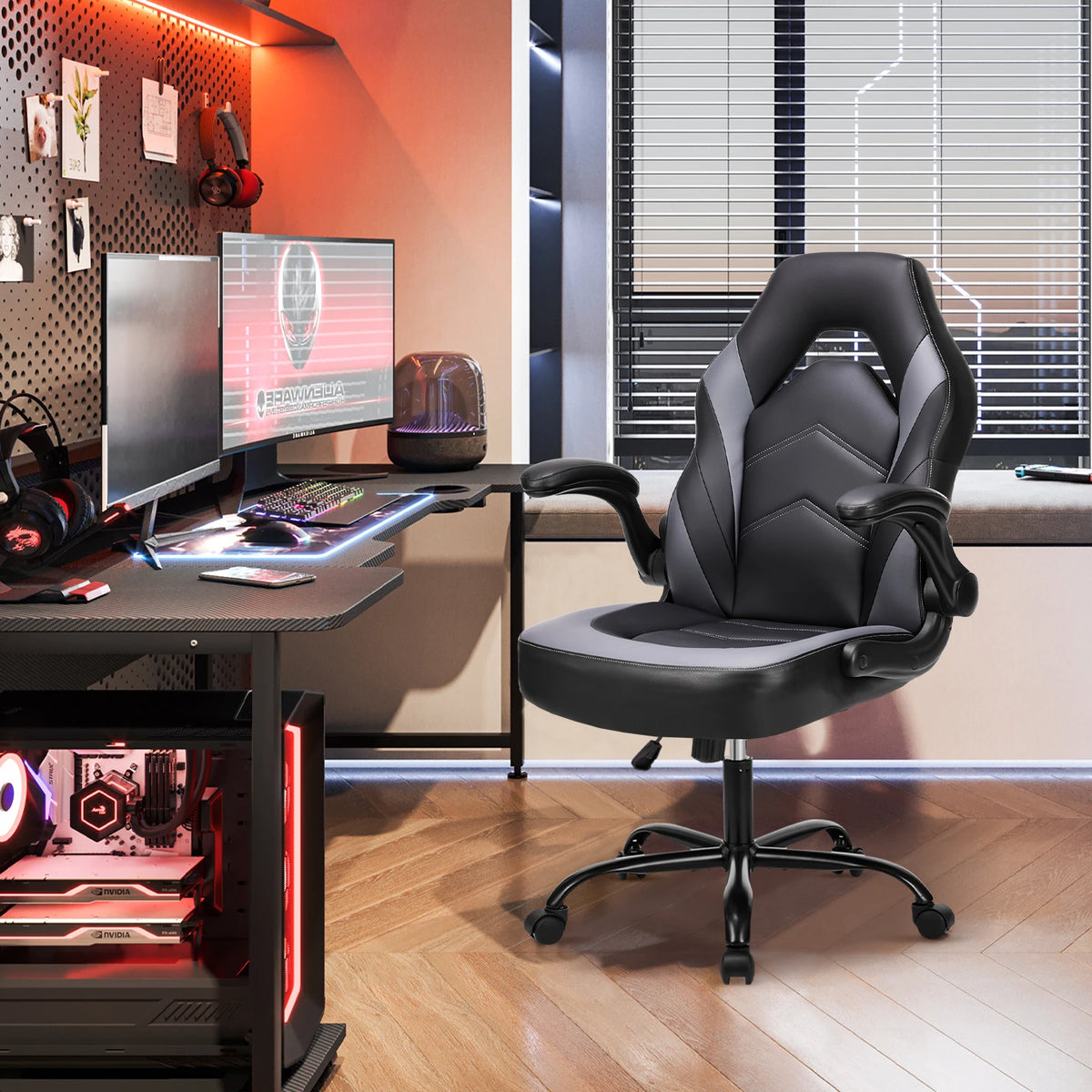 JHK Ergonomic Racing Office Chair Featuring Adjustable Armrests