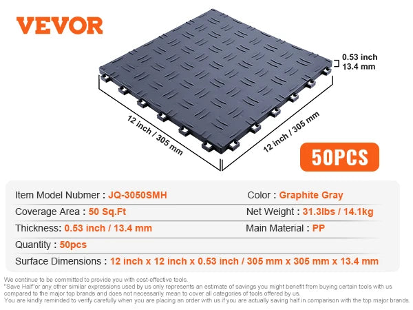 Interlocking Waterproof Garage Floor Tiles With Non Slip Texture