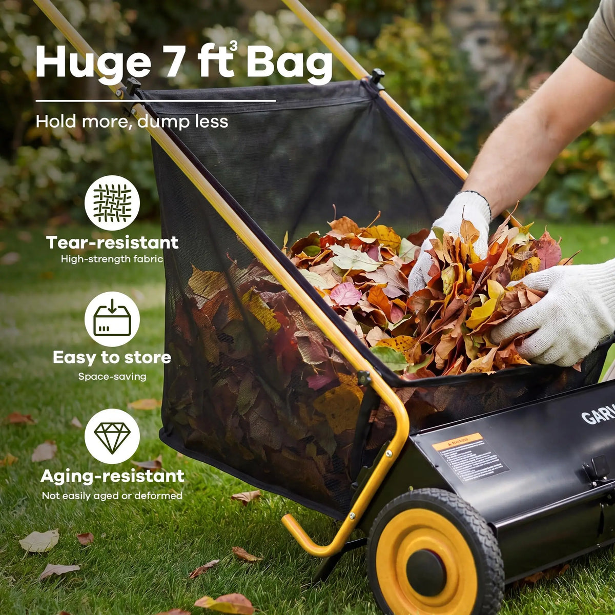 HiMISS Push Lawn Sweeper With Hopper Bag And Adjustable Brush