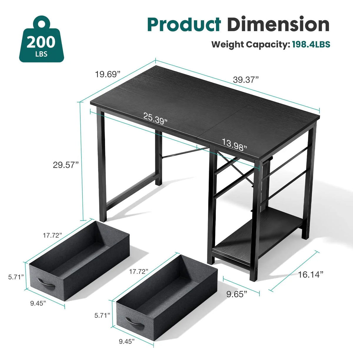 JHK Modern Wood Computer Desk Featuring Dual Storage Drawers