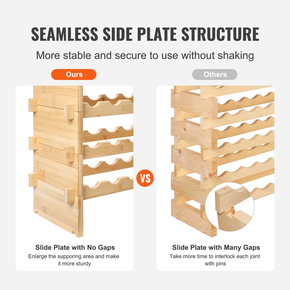 SucceBuy Bamboo Stackable Wine Rack Free Standing Storage Shelf