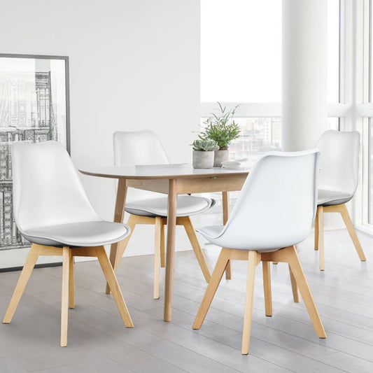 JHK PU Leather Dining Chairs With Wooden Legs And Premium Comfort