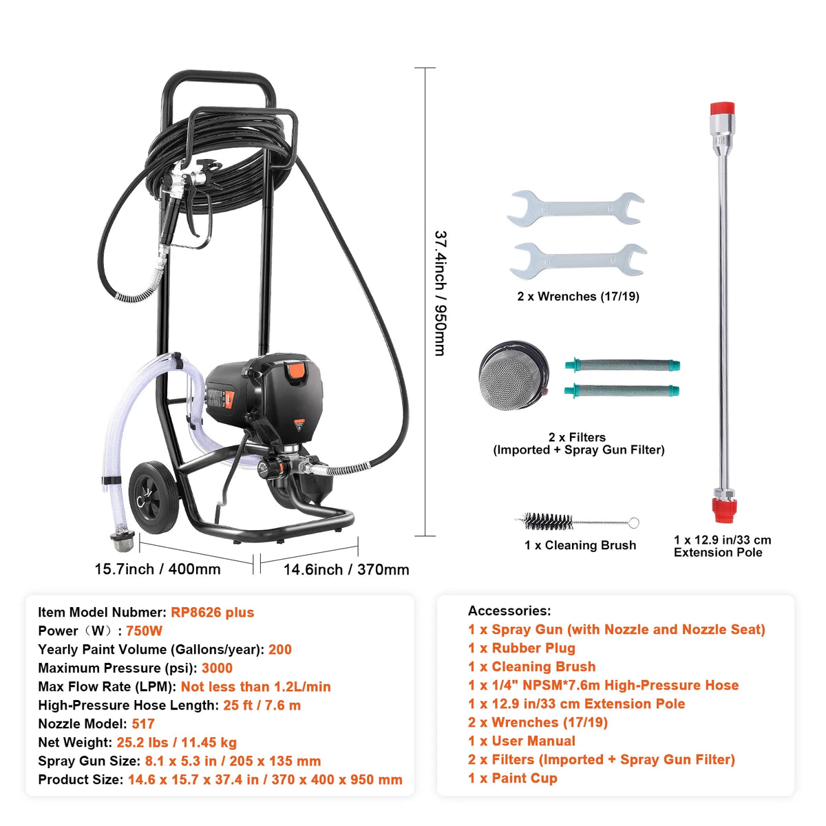 SucceBuy 750W Electric Airless Paint Sprayer For Home Interiors