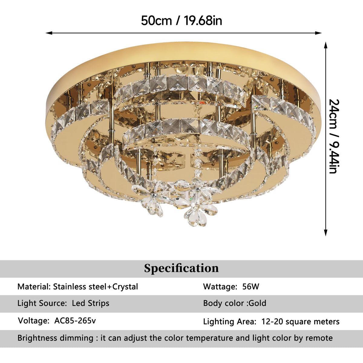 Vetrulus Modern Led Crystal Chandelier Pendant Light