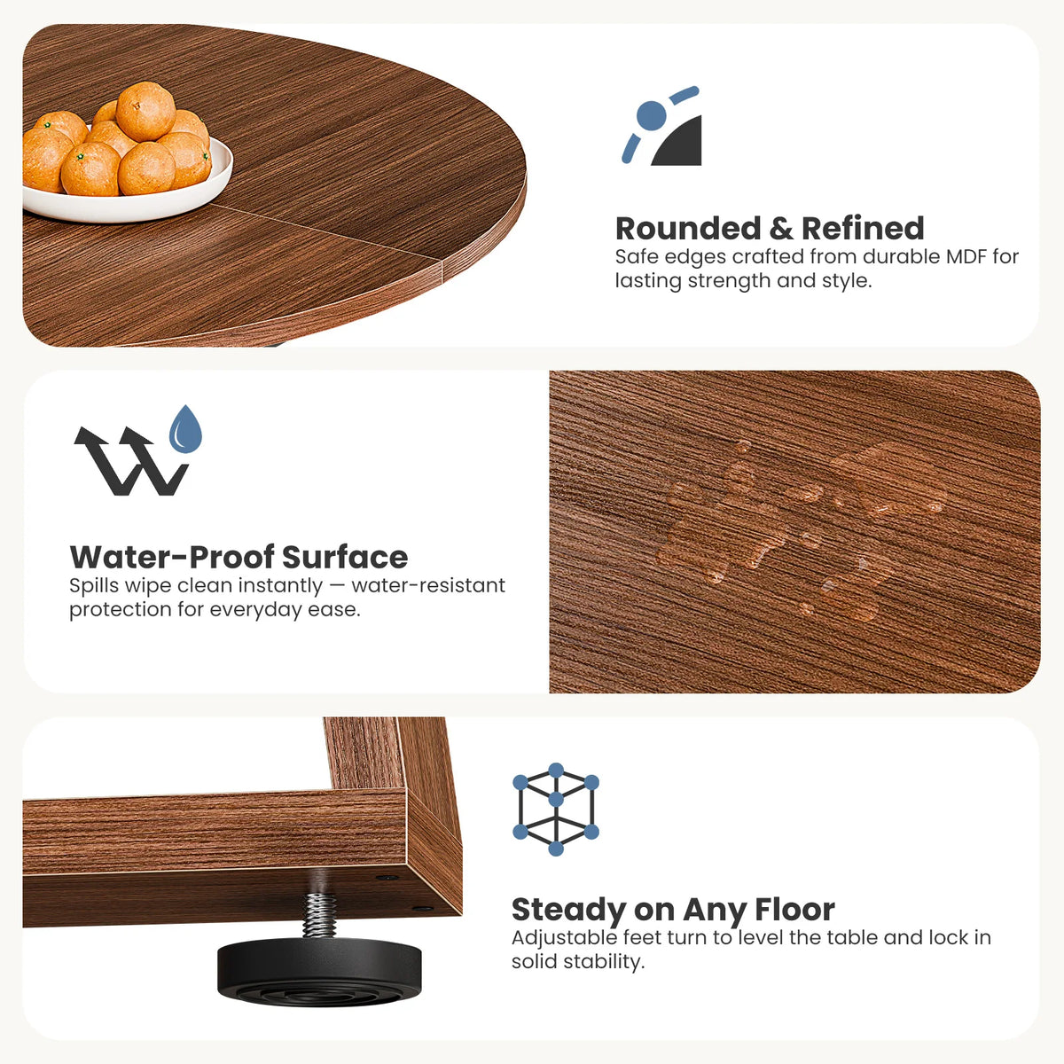 JHK Extendable Wood Dining Table With Storage Shelf Pedestal Base