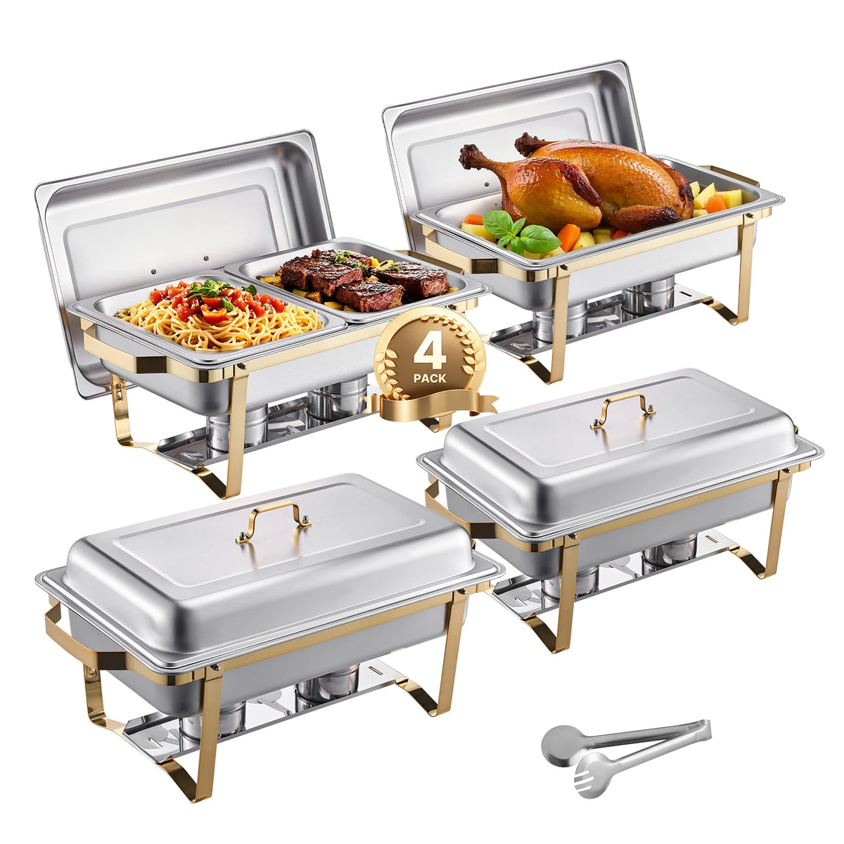 SucceBuy Chafing Dish Catering Warmer With Pan And Foldable Stand