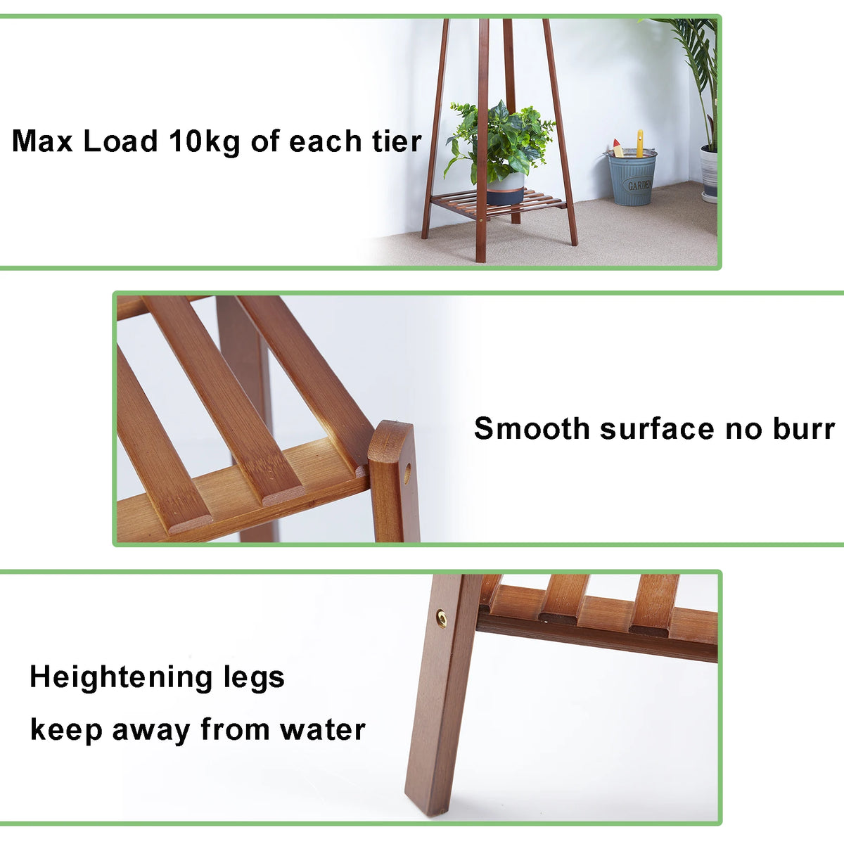 Wisfor Tiered Bamboo Plant Stand Indoor Flower Display Shelf
