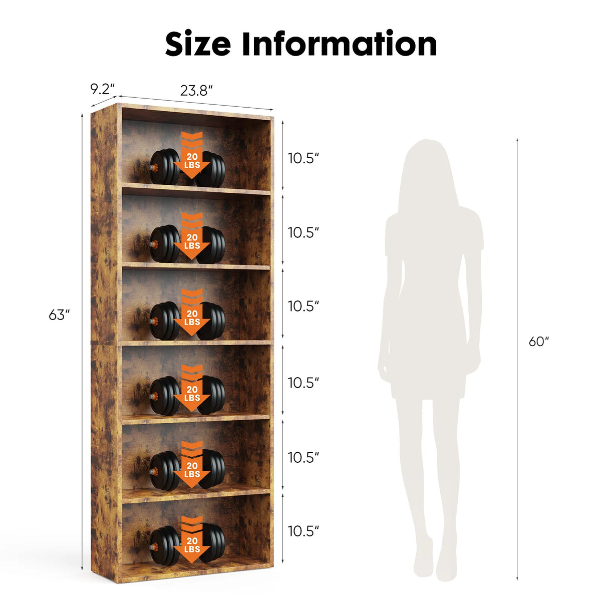 JHK Modern Wooden Bookshelf For Home And Office Storage