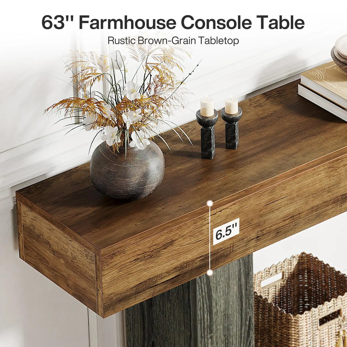 Tribesigns Farmhouse Two Tier Wood Console Table For Living Room