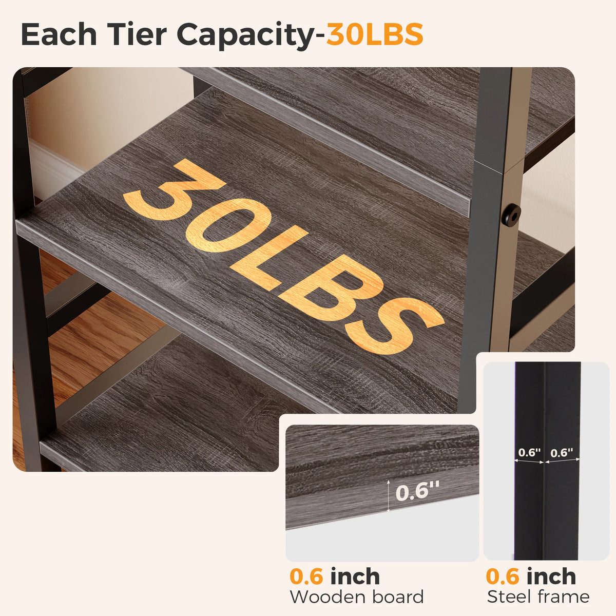 MCQ Wooden Five Tier Storage Bookshelf For Living Room