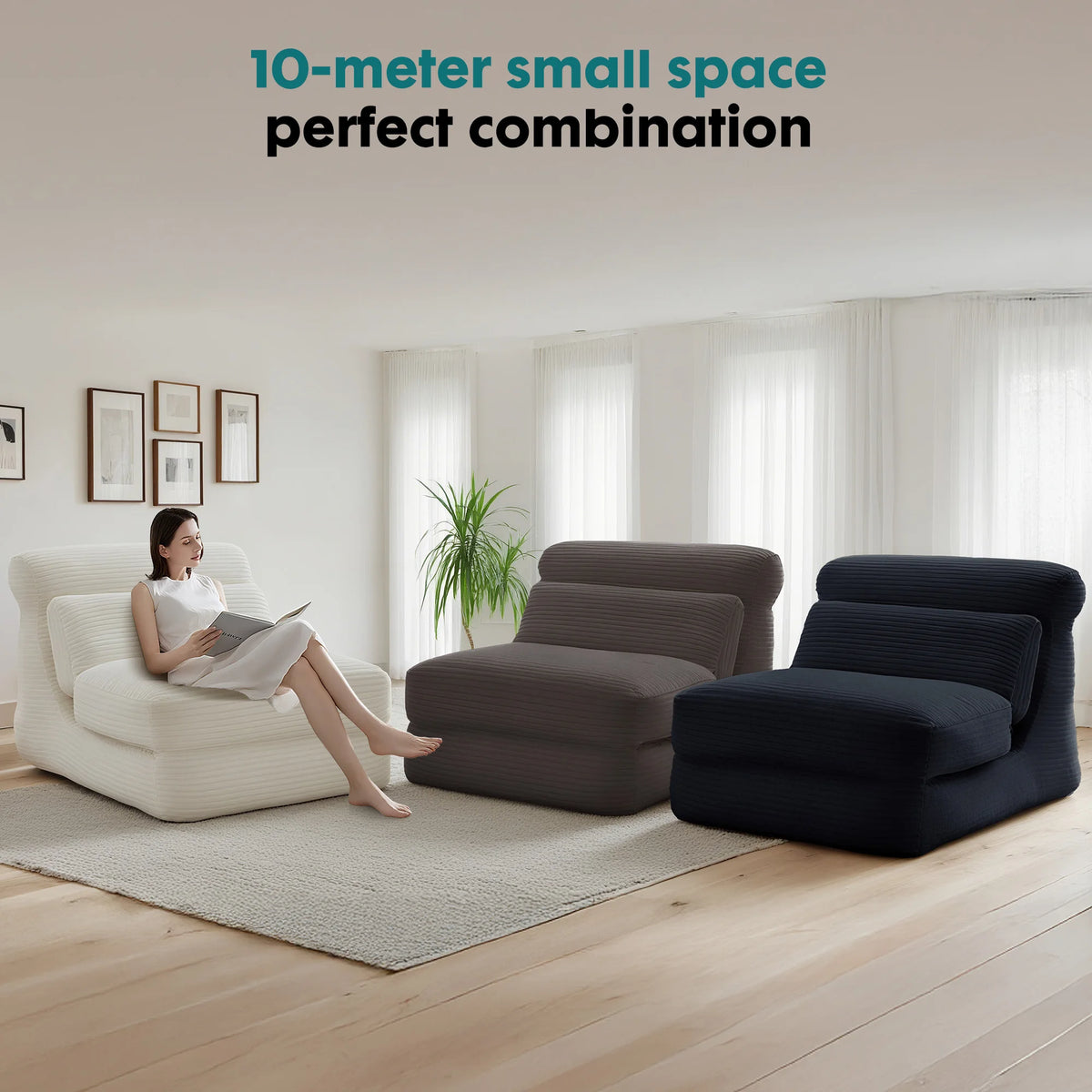 JHK Ergonomic Folding Sofa Bed With Lumbar Support Convertible Chair