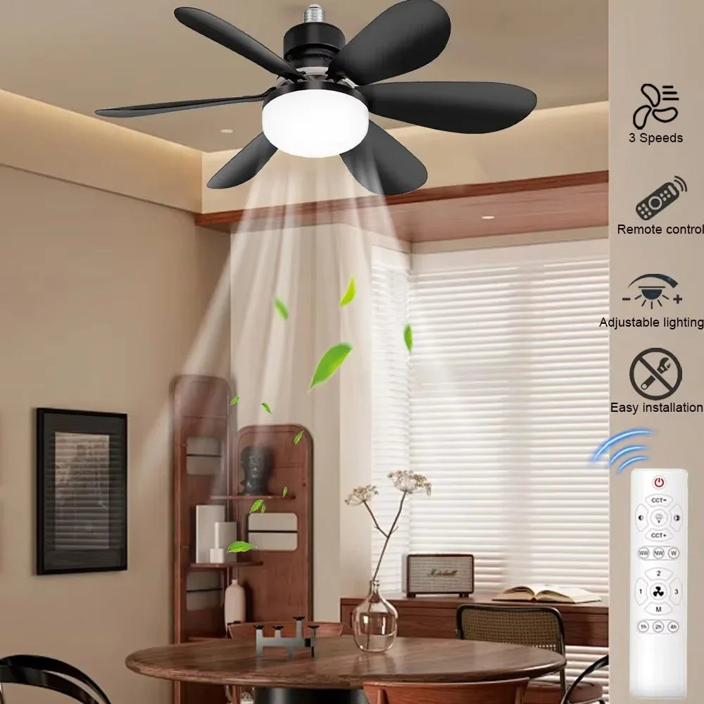 40W Ceiling Fan Remote Control LED Light Silent For Bedroom