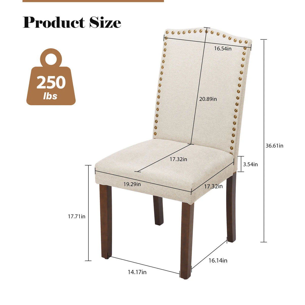 MCQ Farmhouse Fabric Dining Chairs With Padded Seats