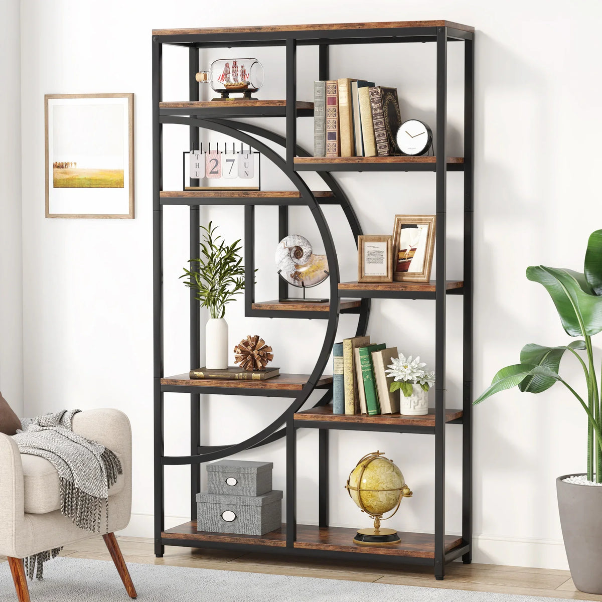 Tribesigns Industrial 5 Tier Bookshelf Freestanding Metal Display Rack