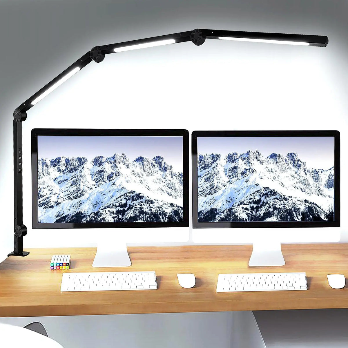 LED Desk Lamp With Clamp Adjustable Swing Arm Touch Control