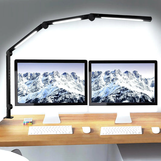 LED Desk Lamp With Clamp Adjustable Swing Arm Touch Control