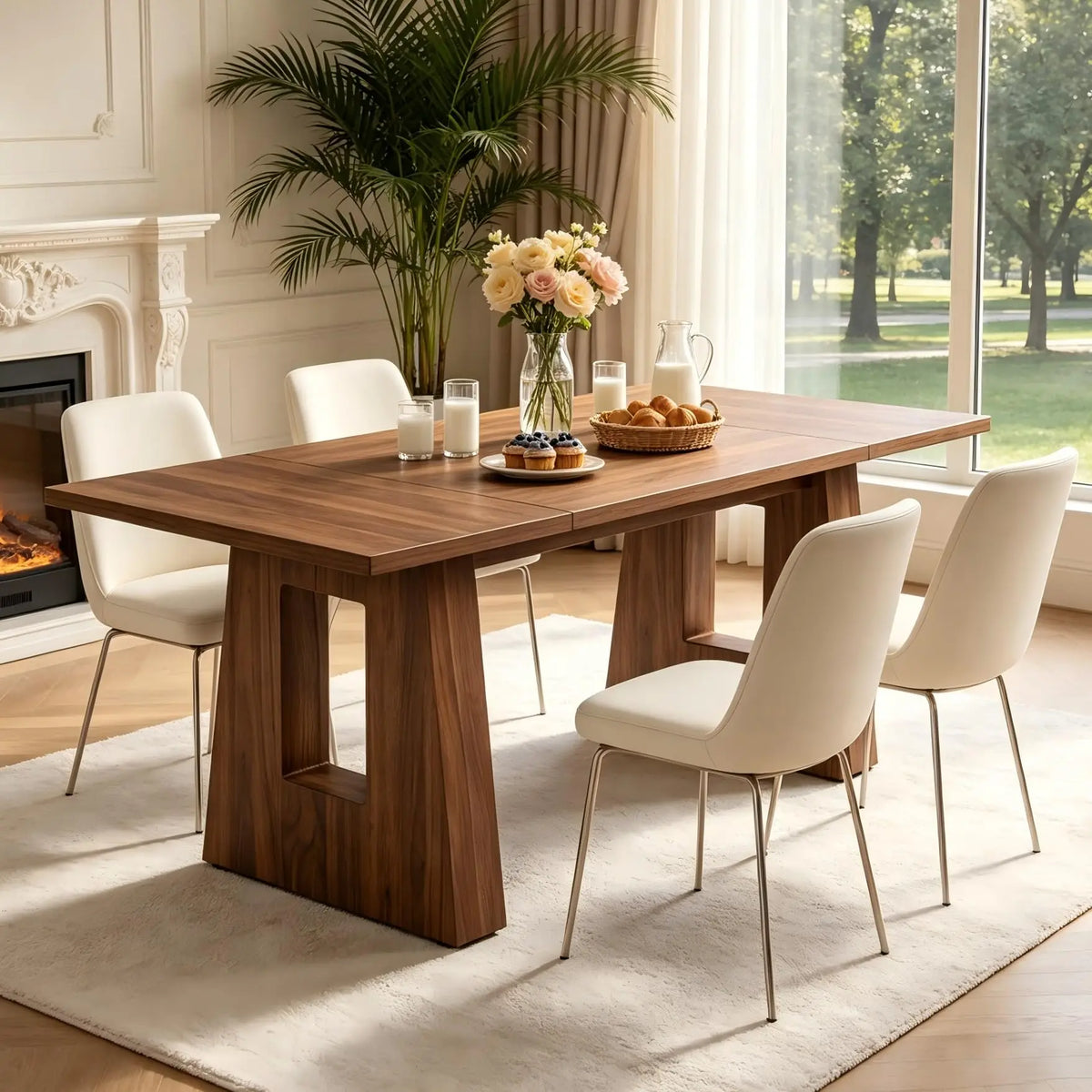 HiMISS Modern Mid Century Wood Dining Table With Sleek Legs