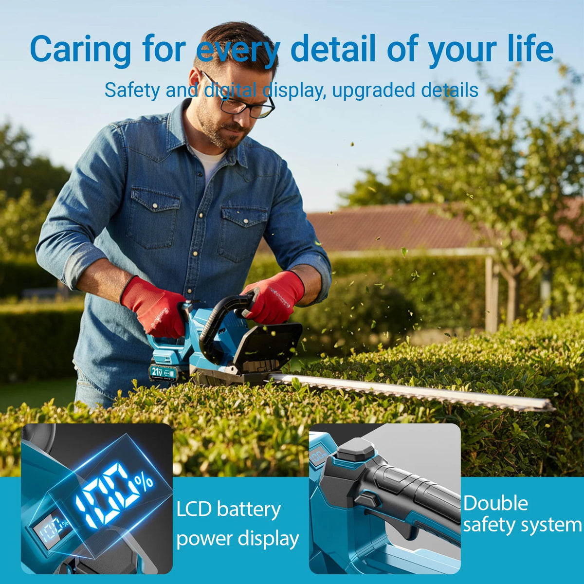 Xyds Cordless Hedge Trimmer With Brushless Motor And Rotatable Head
