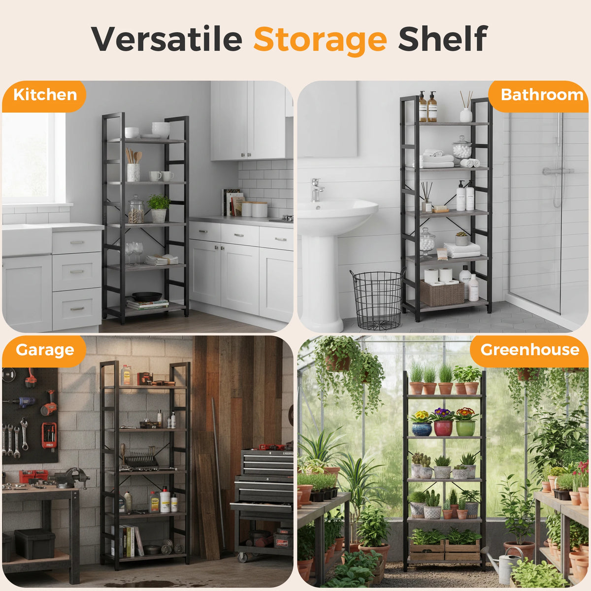 MCQ Wooden Five Tier Storage Bookshelf For Living Room