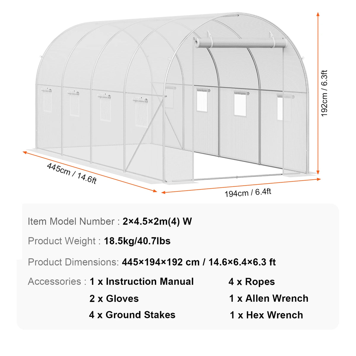 SucceBuy Walk In Tunnel Greenhouse With PE Coated Steel Frame