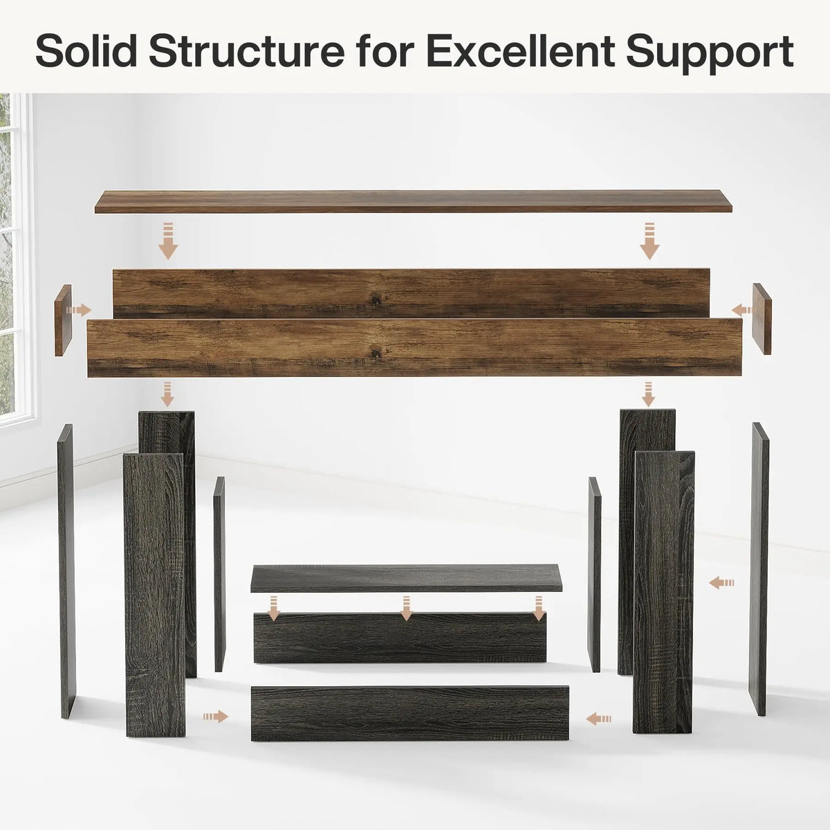 Tribesigns Farmhouse Two Tier Wood Console Table For Living Room