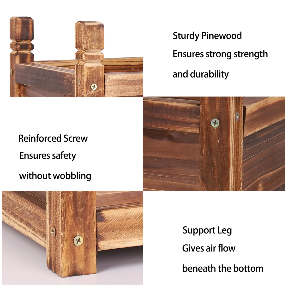 Pine Wood Raised Garden Planter Box For Indoor Outdoor Plants