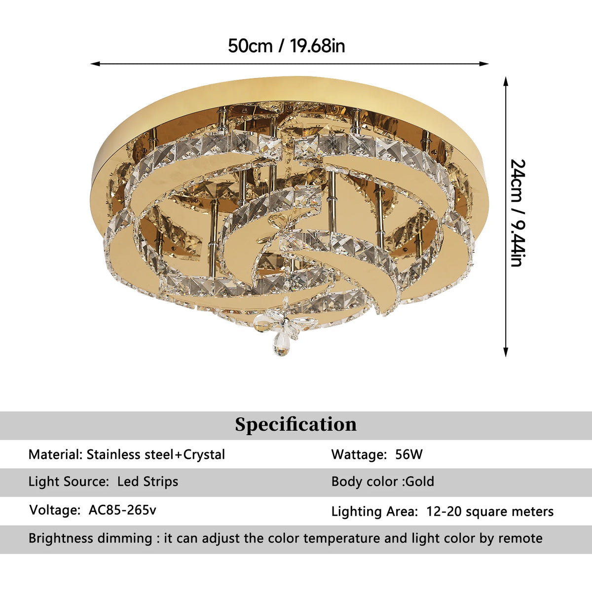 Vetrulus Modern Led Crystal Chandelier Pendant Light