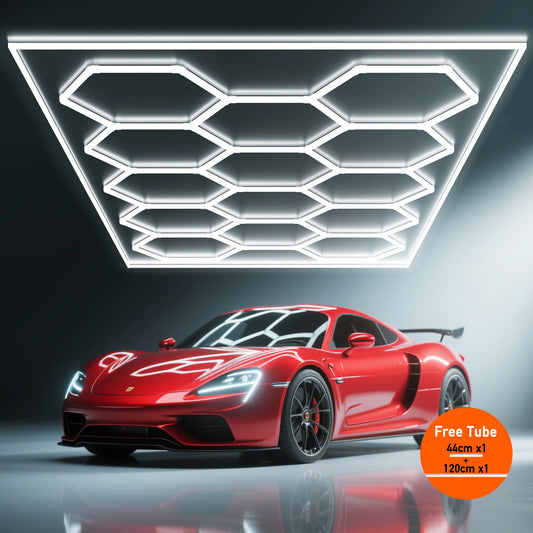 Premium Hexagon LED Garage Light With Honeycomb Frame For Workspaces