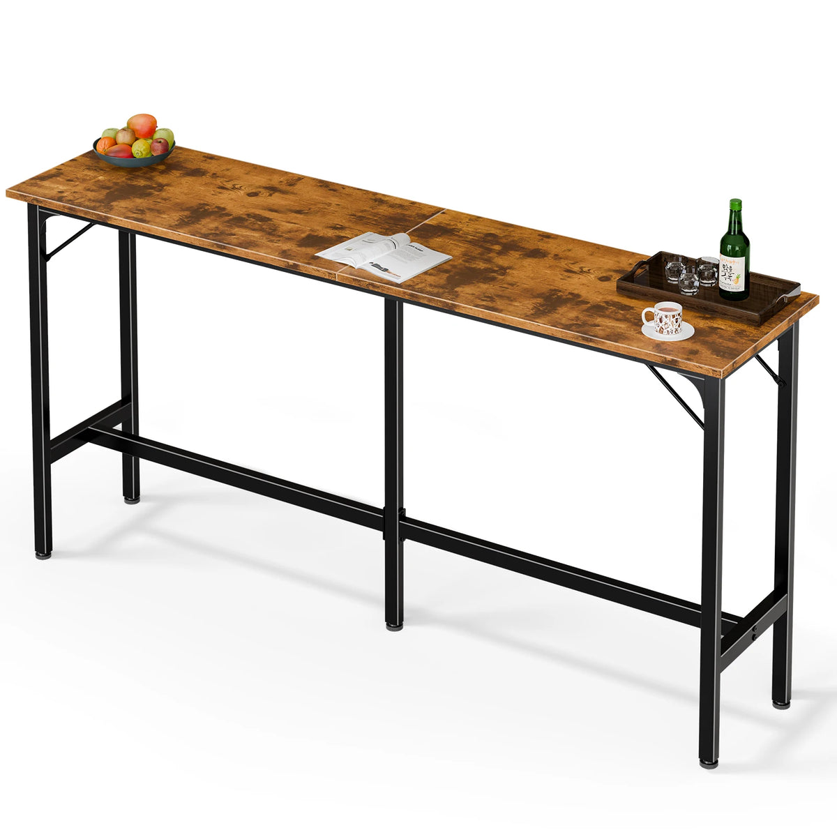 JHK Rectangular Metal Frame Counter Height Bar Dining Table