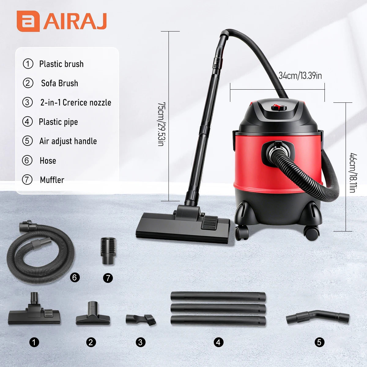 Airaj Powerful Electric Dry Wet Blower Vacuum Cleaner