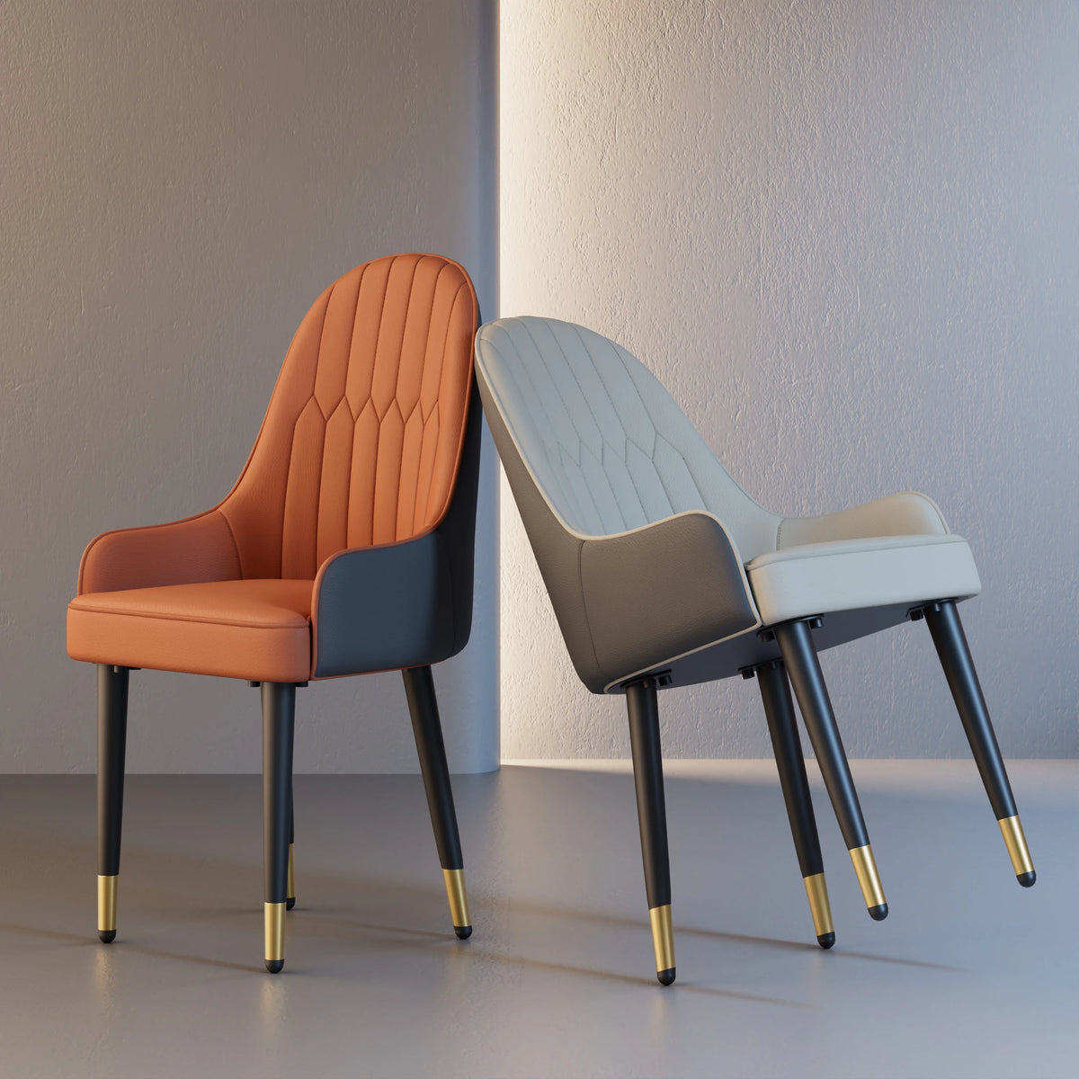 Wisfor Modern Faux Leather Dining Chair Set With Wood Legs