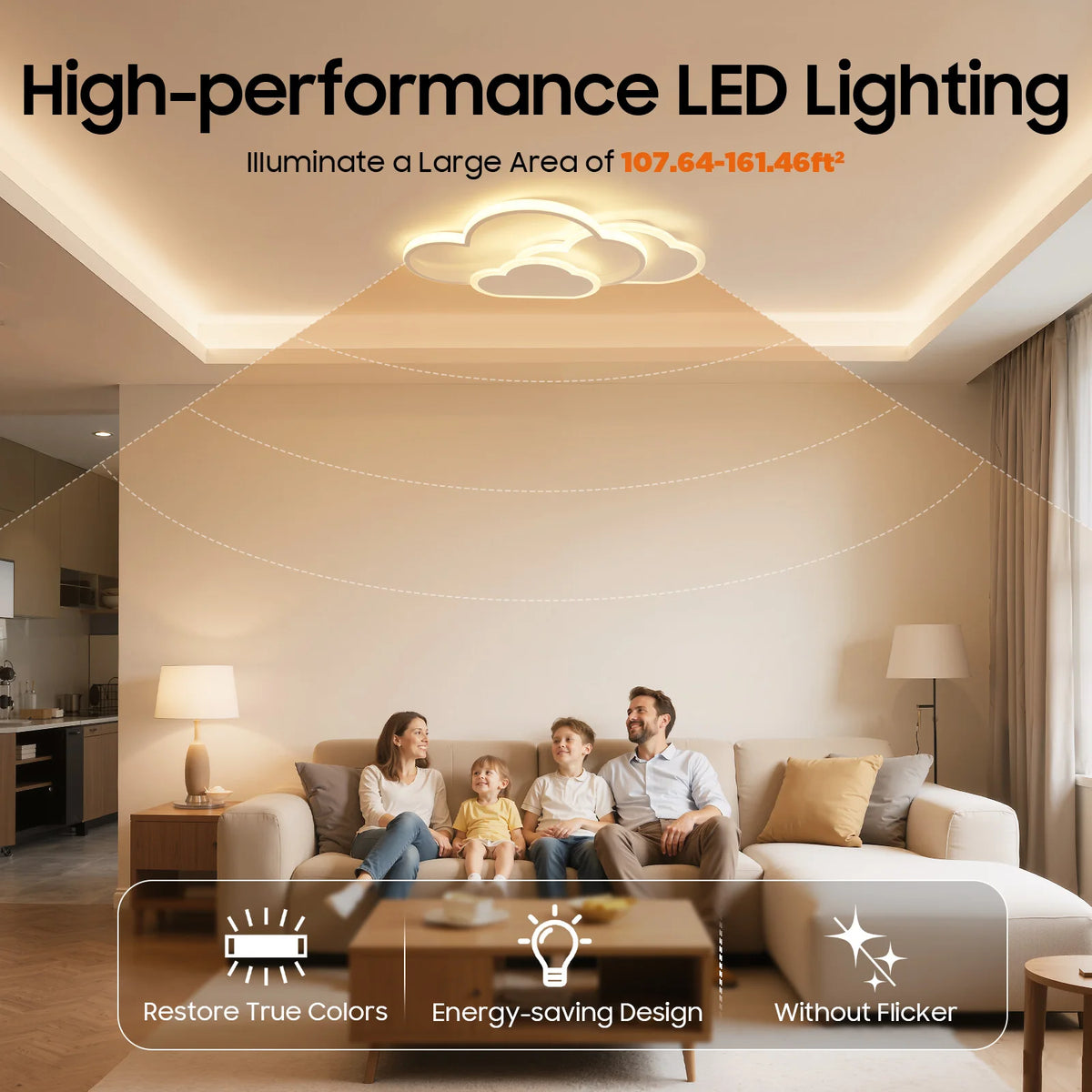 Modern Cloud LED Ceiling Light 3 Color Temperature Adjustable Fixture
